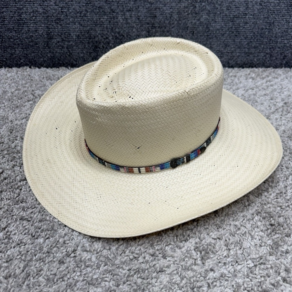 Stetson Delta Straw Hat Panama western Men's size 7 - Picture 12 of 14